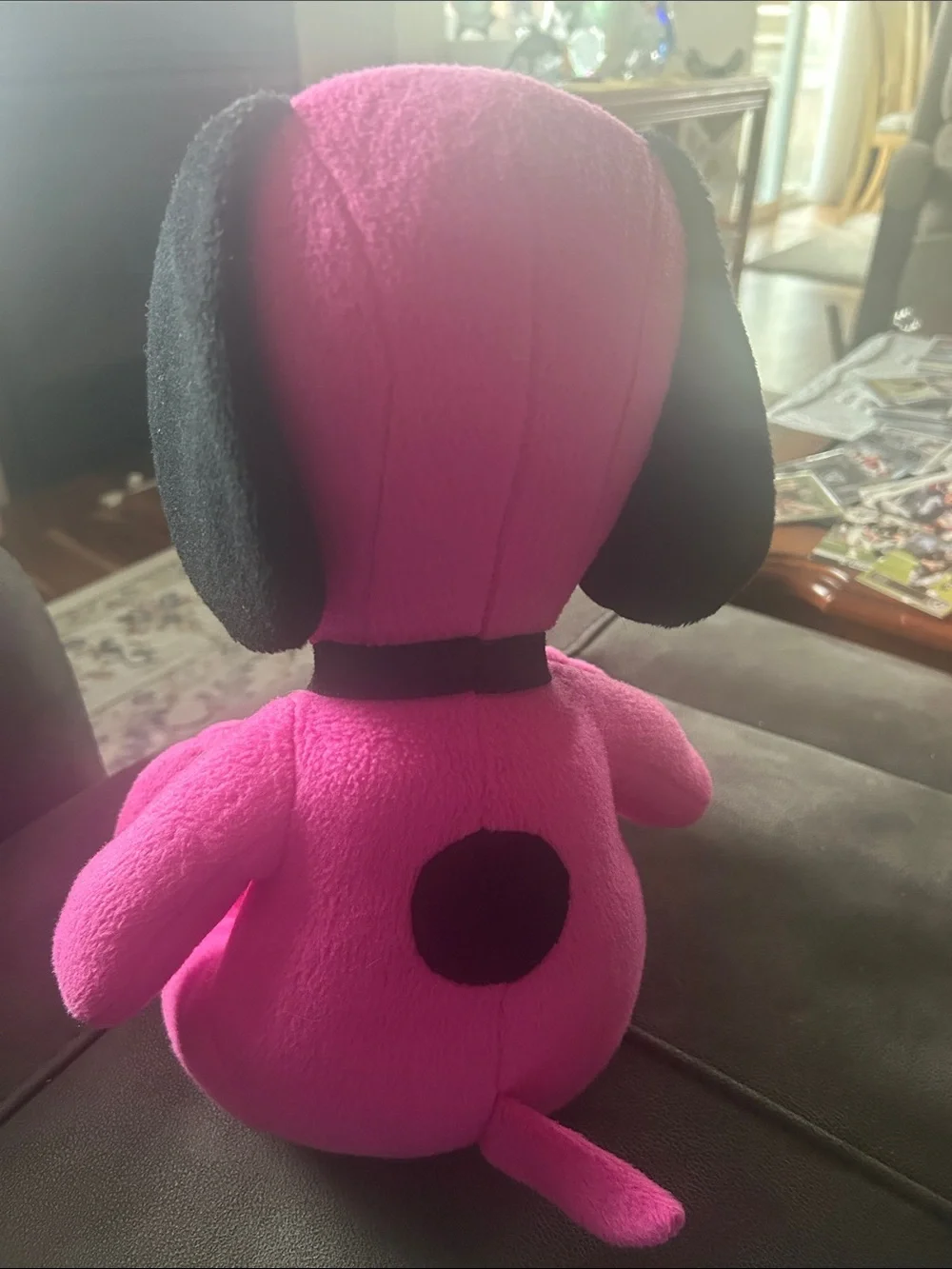 Rare Peanut Snoopy  Pink & Black Plush Dog introduced in Cedar Point Ohio